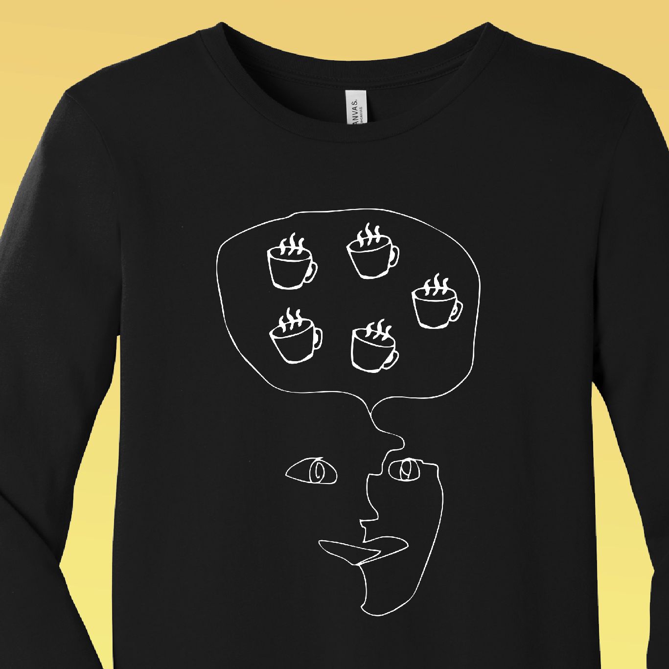 Coffee Brain Unisex Long Sleeve Tee