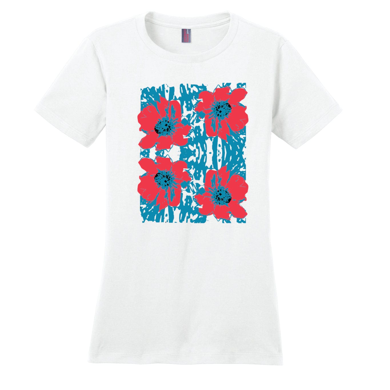 Flower Power Warhol inspired 100% cotton Women's t-shirt design white