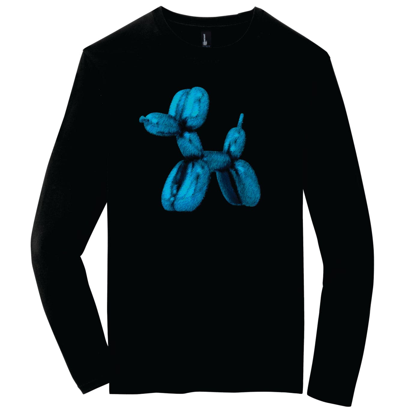 Koons inspired fuzzy balloon dog design unisex long sleeve t-shirt black