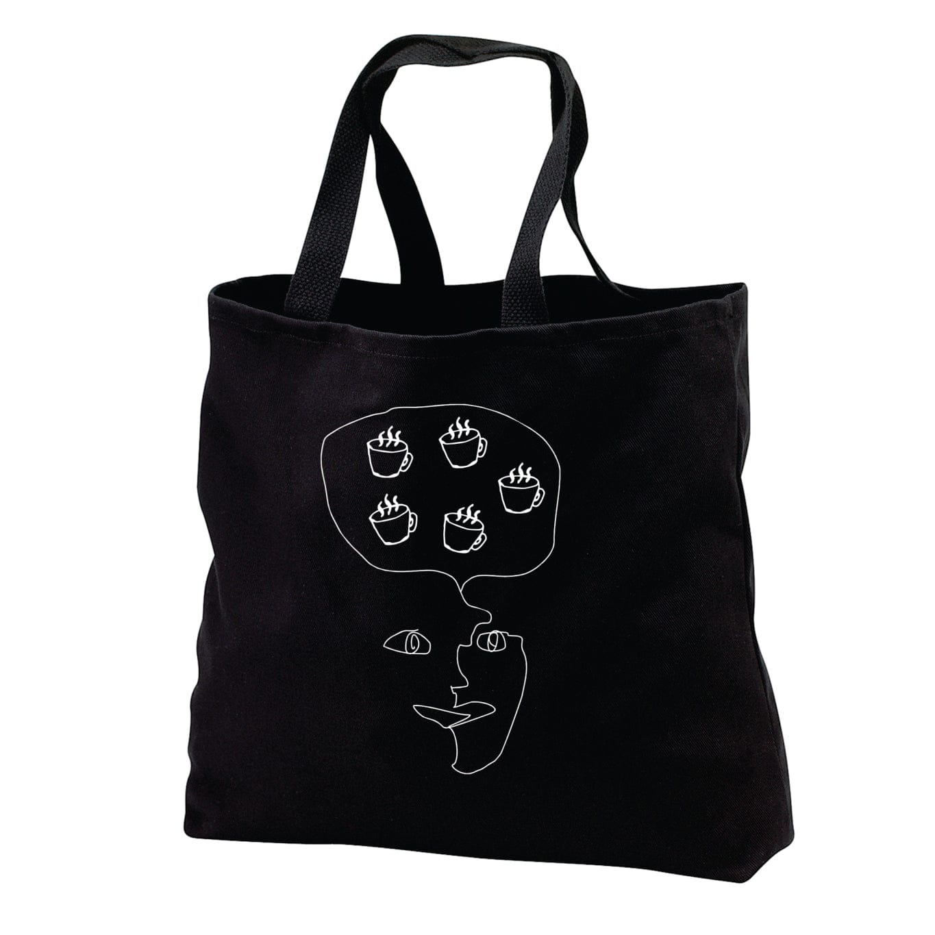 Coffee brain canvas tote black