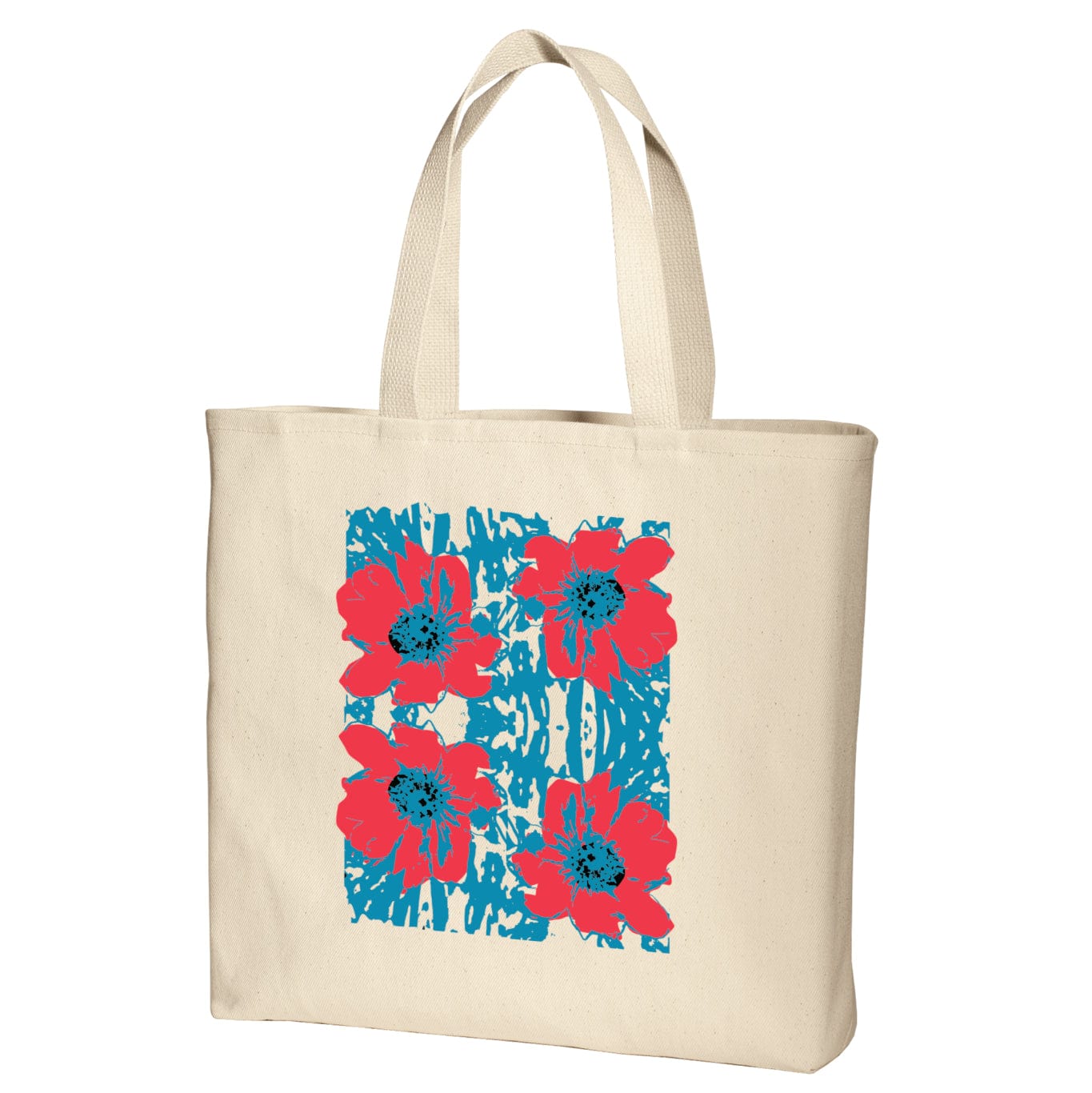 Flower Power Warhol inspired design canvas tote natural