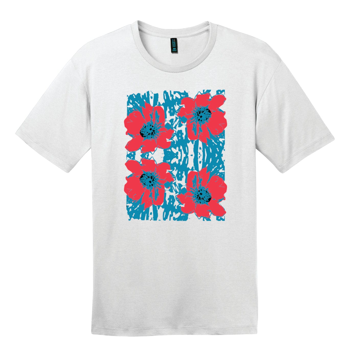 Flower Power Warhol inspired 100% cotton unisex t-shirt design white 