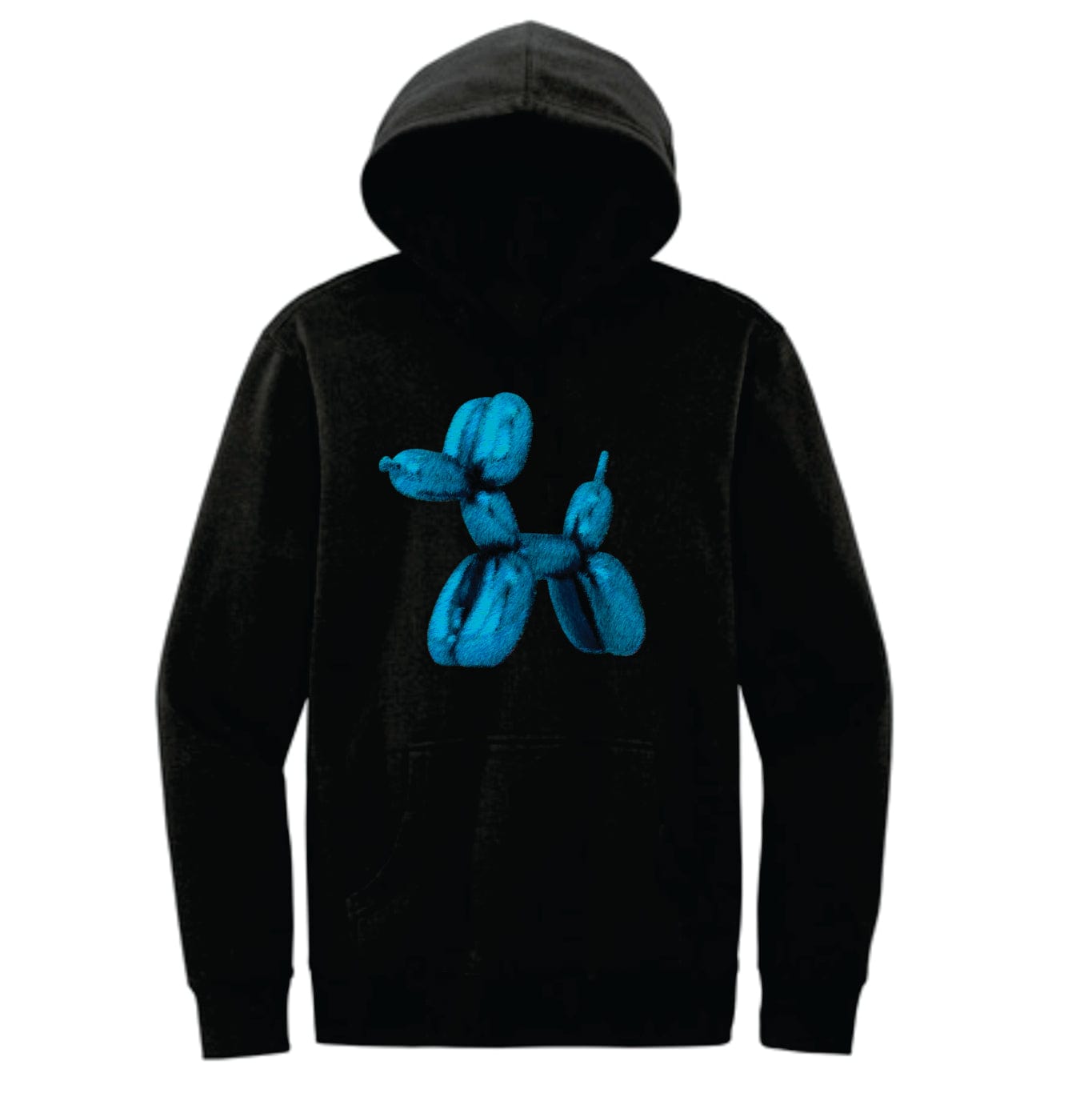 Koons inspired fuzzy balloon dog design unisex hoodie black