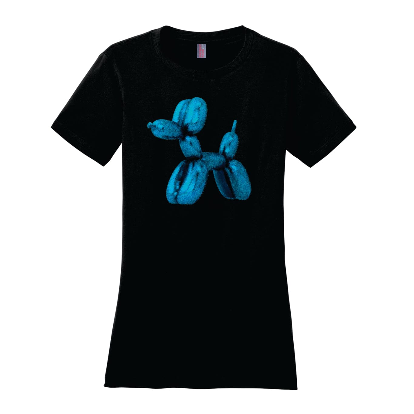 Koons inspired fuzzy balloon dog design women's t-shirt black