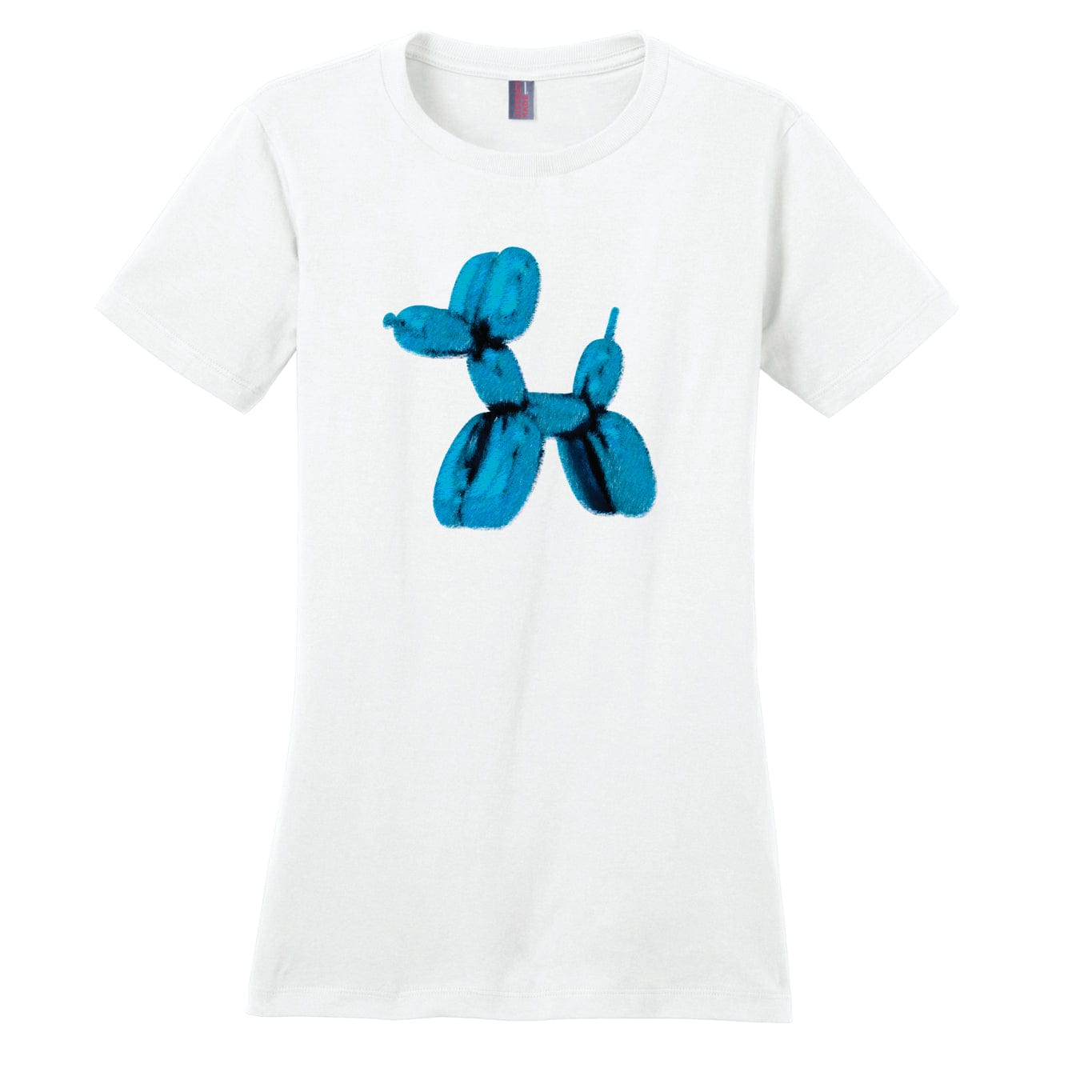 Koons inspired fuzzy balloon dog design women's t-shirt white